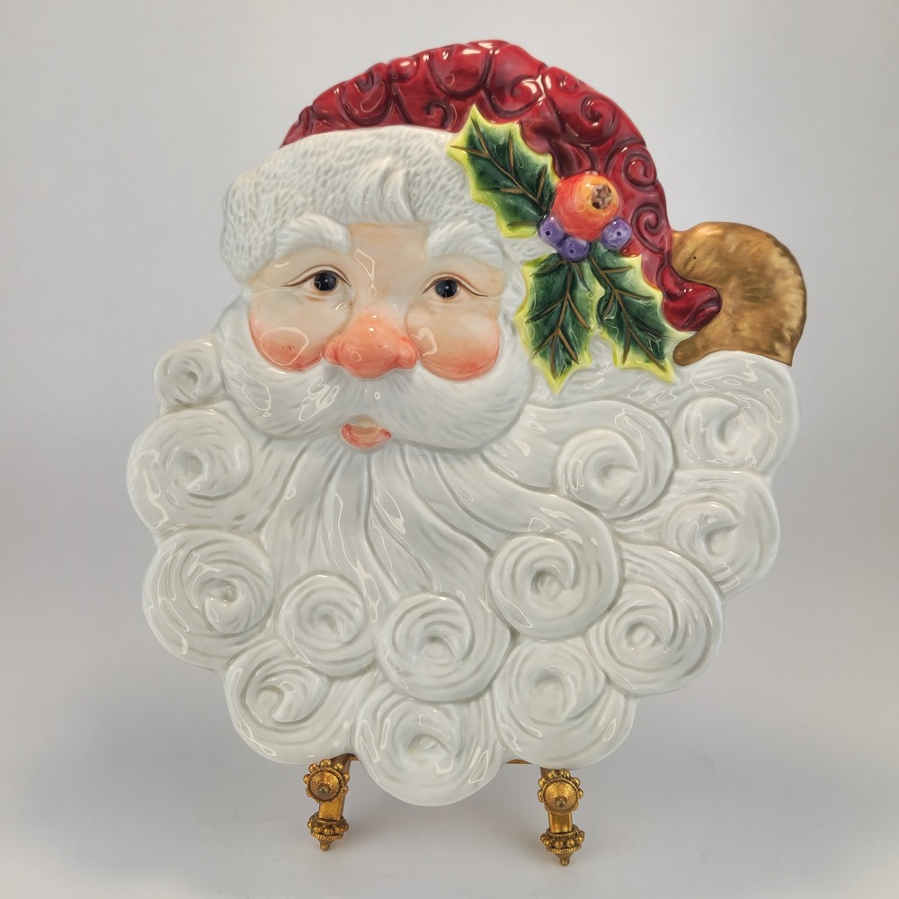 Fitz and Floyd Essentials Santa Claus Canape Plate Christmas Ceramic 3D